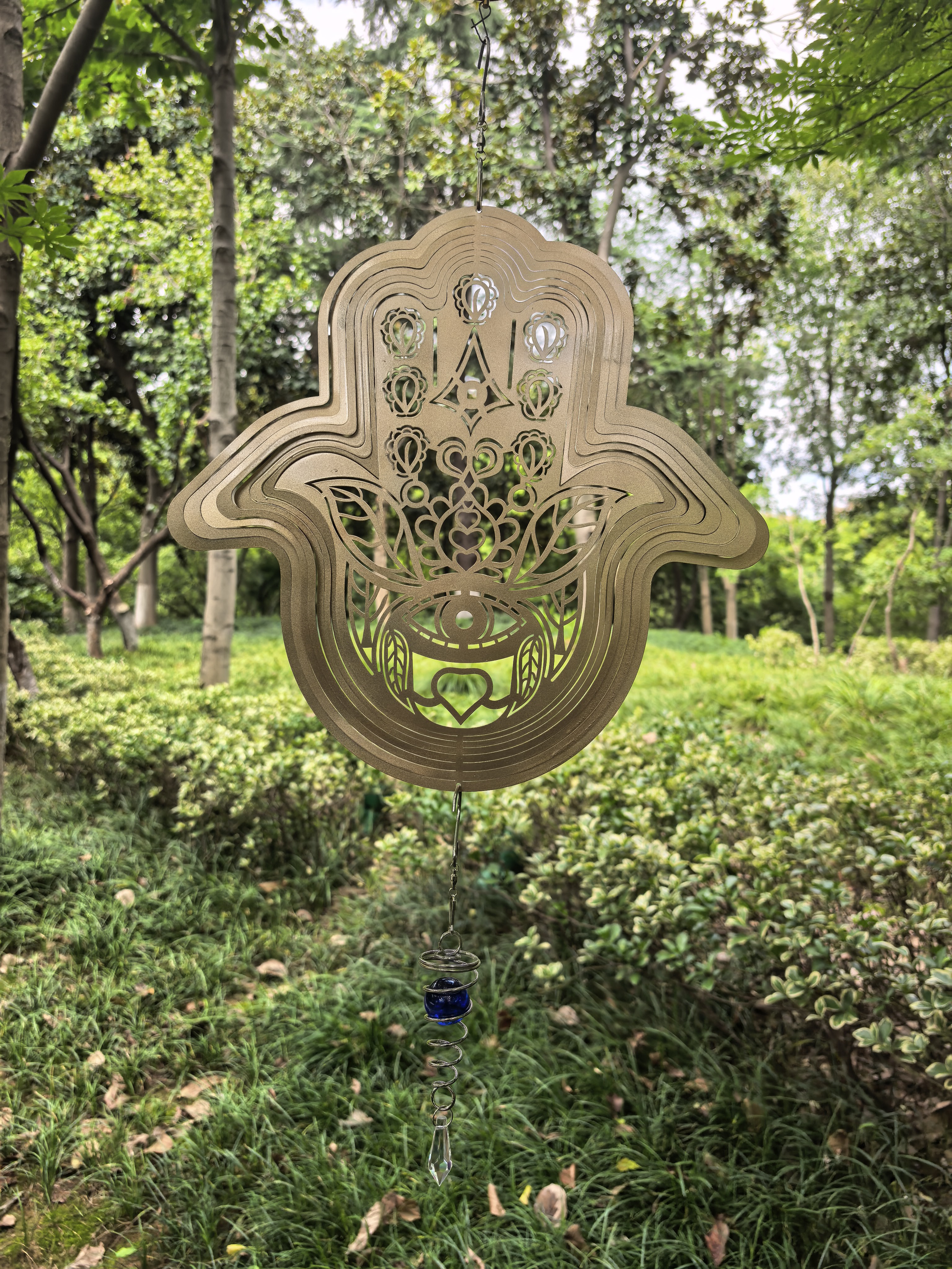 Golden Hamsa Wind Spinner