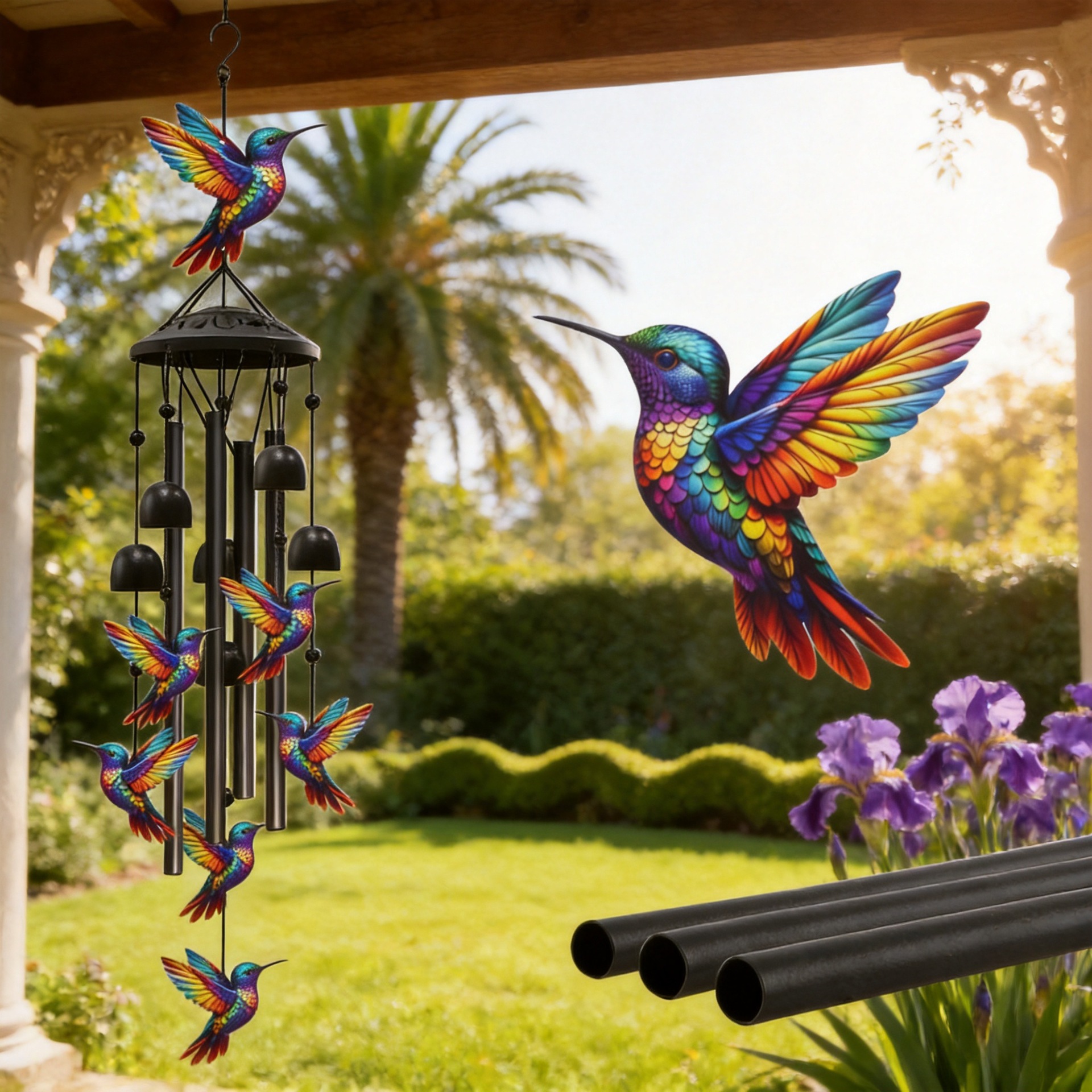 Colorful Hummingbird Wind Chime