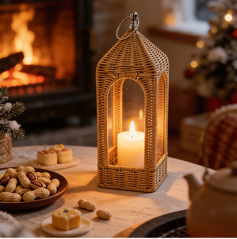 Handwoven Wicker Candle Lantern