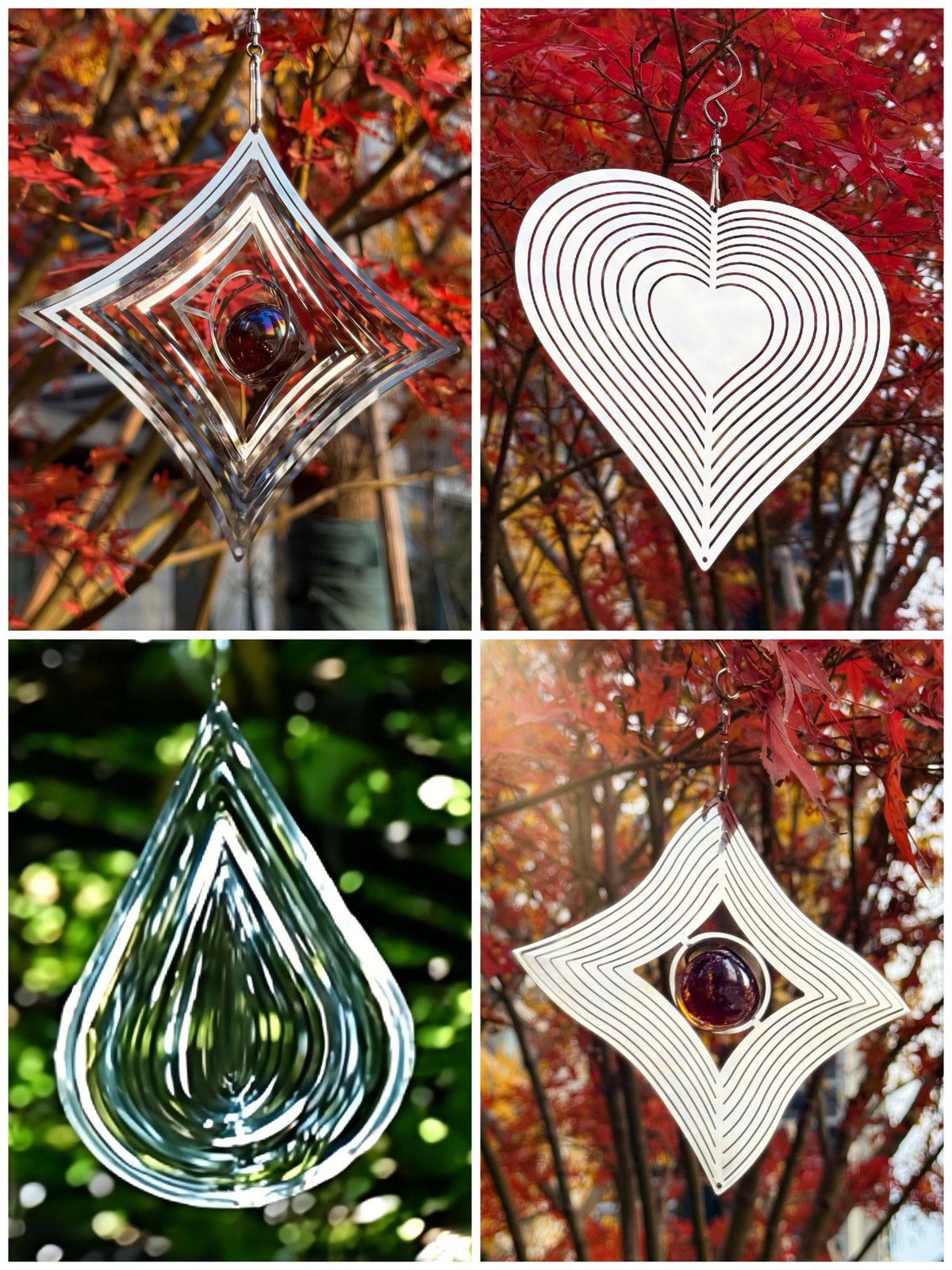 Stainless Steel Wind Spinner Set - 4 Designs